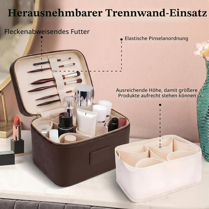 Kosmetiktasche,Kosmetiktasche Damen,Kosmetiktasche Mit Grossem Fassungsvermögen und Zwei Ebenen,Reis