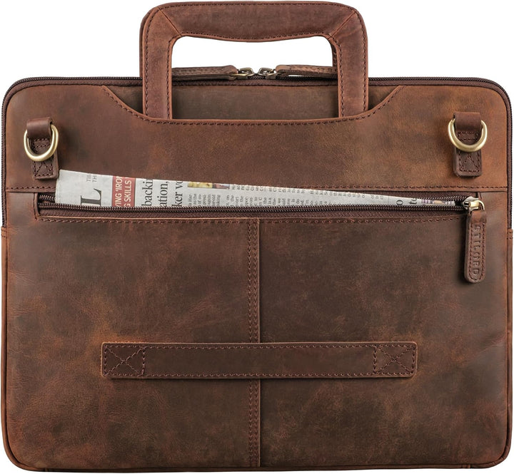 STILORD "Cole Vintage Laptoptasche 14 Zoll Leder Herren Schmal Laptophülle Echtleder Dokumententasch