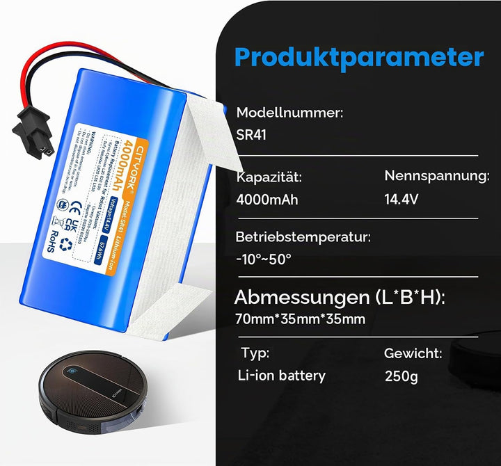 CITYORK Li-ion 4000mAh Akku für Honiture G20 Pro, für Bagotte BG800 BG850, für Tikom G8000 Pro, für