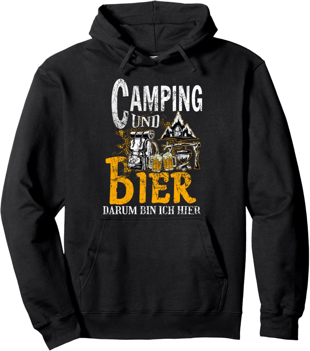 Camping und Bier Frau Campervan Campingplatz geboren Pullover Hoodie