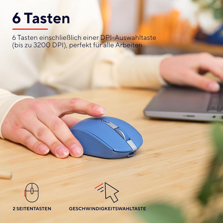 Trust Ozaa Leise Kabellose Maus Bluetooth + 2.4GHz, Kompakte Mehrgeräte Funkmaus, 60% Recyclingkunst