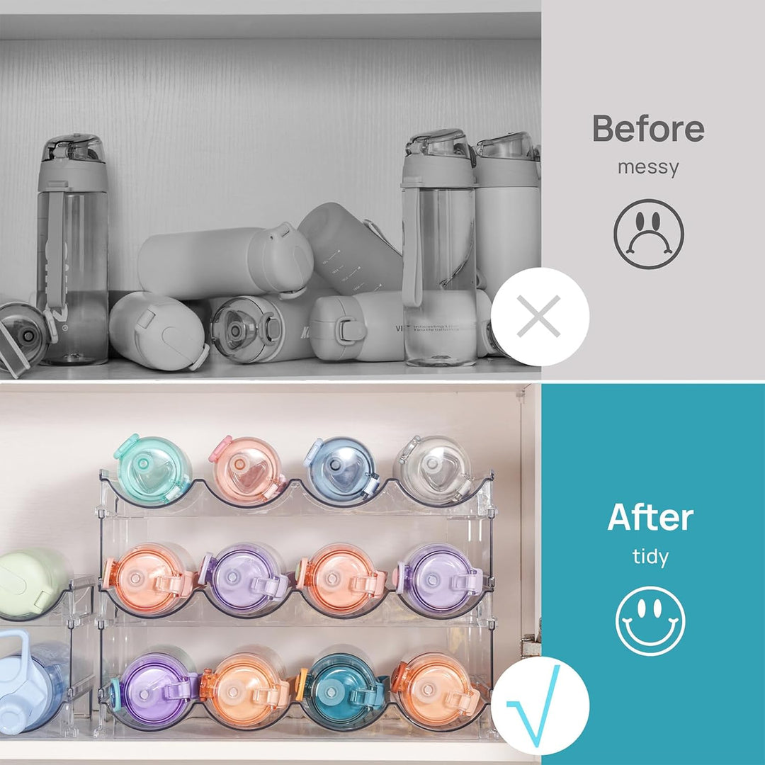 YOUXIU Flaschenregal Kühlschrank Flaschen Organizer,Weinregal Stapelbar,Dosenregal,Transparenter Fla