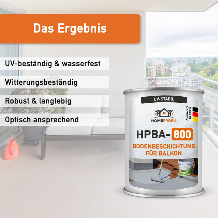 Home Profis® HPBA-800 matte UV-beständige 1K Bodenfarbe (5m²) für Balkon &amp; Terrasse in RAL 7032 (Kie
