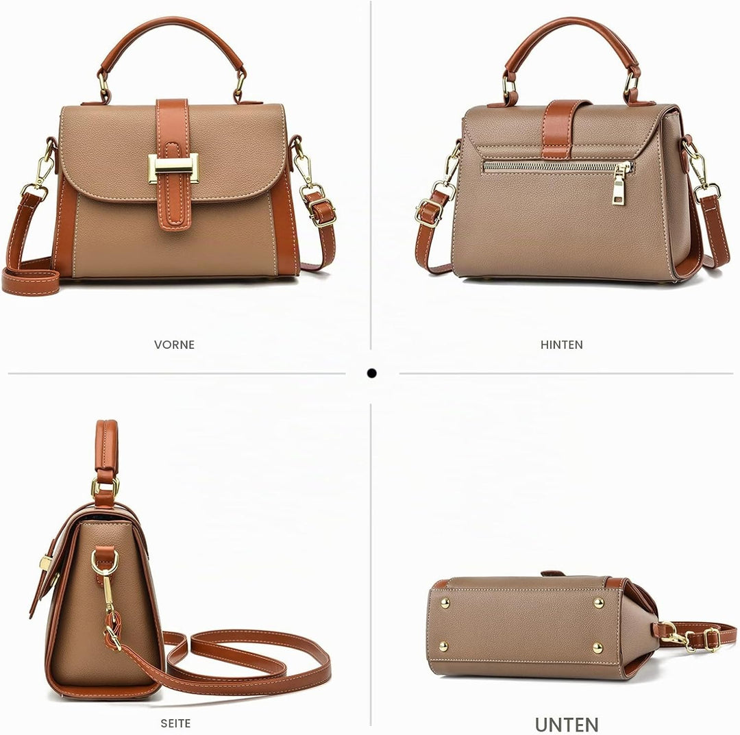 NICOLE &amp; DORIS Kleine Handtasche Damen Mode Umhängetasche Elegant Schultertaschen PU Leder Satchel H