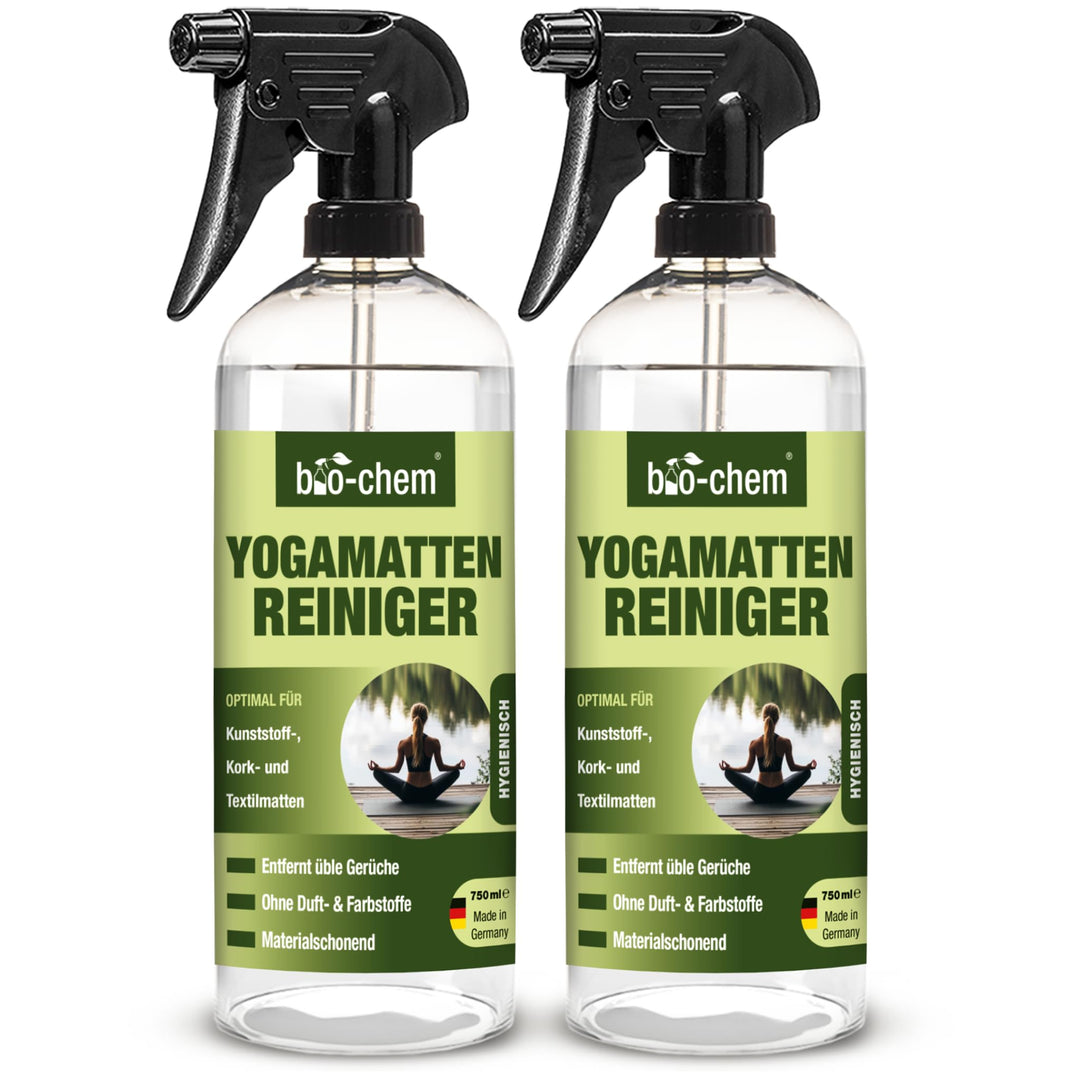bio-chem Yogamatten-Reiniger - 2x 750 ml - für Kunststoff- Kork und Textilmatten Sportmatten Bodenma