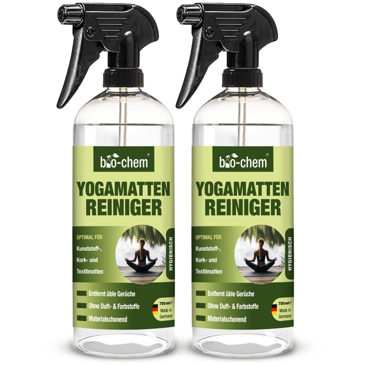 bio-chem Yogamatten-Reiniger - 2x 750 ml - für Kunststoff- Kork und Textilmatten Sportmatten Bodenma