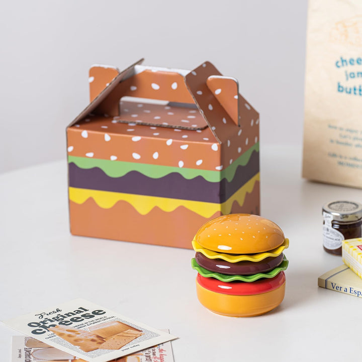 Mini Keramik Sauce Teller Sets (6 Stück), Cute Hamburg Style Dessert Teller & Snack Schalen mit Deck