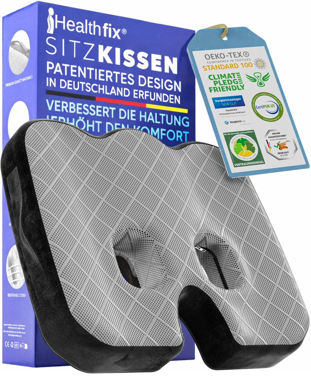 Orthopädisches Sitzkissen für Büro, Auto & Co.- Ergonomisches Sitzen aus Memory Foam mit entlastende