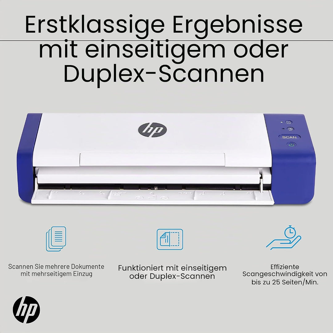 HP Kompakter Desktop Duplex USB Mobiler Dokumenten- &amp; Foto-Scanner mit Auto-Feed Tray für tragbares