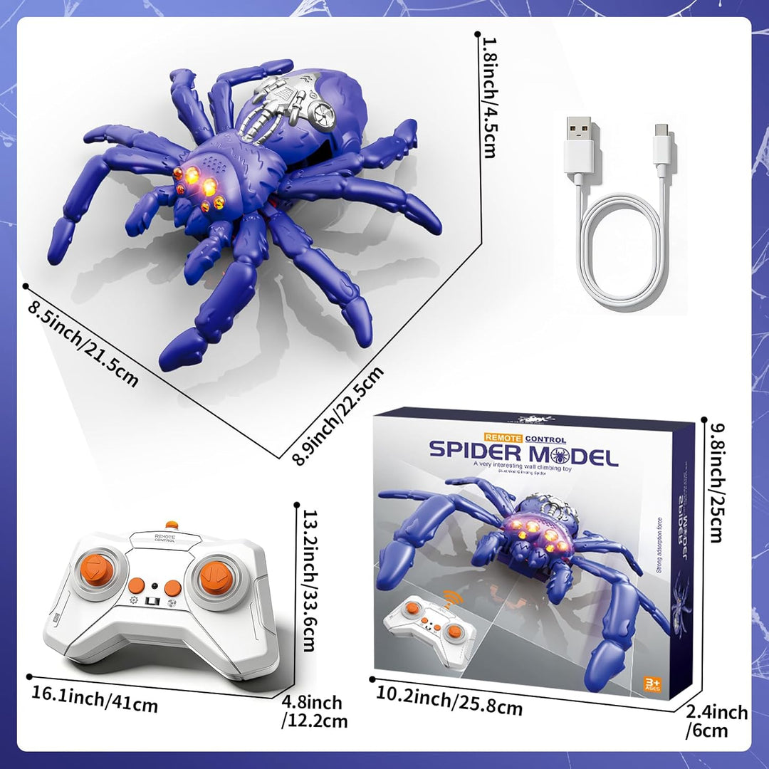 Wall Crawling Spider, Rechargeable Remote Control Robot Kids Toys, Wall Climbing Funny Prank Toys Bi