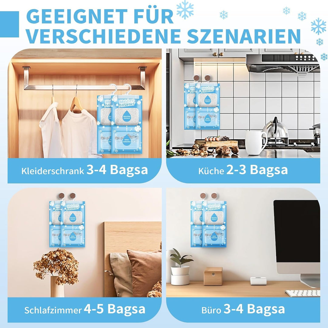 Boadw 10x230G Hänge Luftentfeuchter, Kleiderschrank Feuchtigkeitsabsorber für Keller, Schlafzimmer,