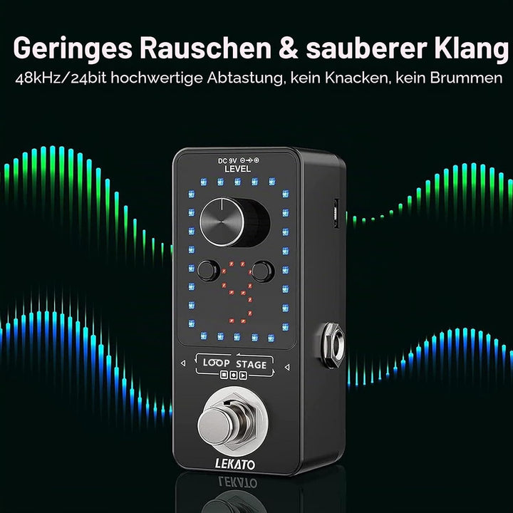 Guitar Looper mit Netzteil, LEKATO 9 Loops 40 Minuten Aufnahmezeit Gitarren-Looper Eingebautes Stimm