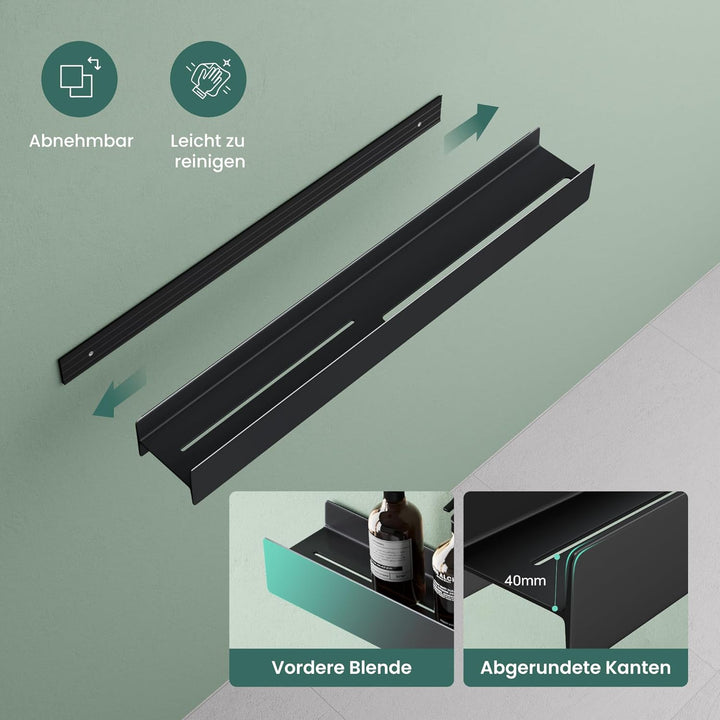 Mai & Mai Duschablage zum Bohren oder Kleben Duschregal Badablage 80cm Badezimmerablage zur Wandmont