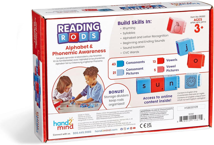 Learning Resources Reading Rods – Textstäbe Alphabet-Set zum Erkennen englischer Phoneme, Lesen lern