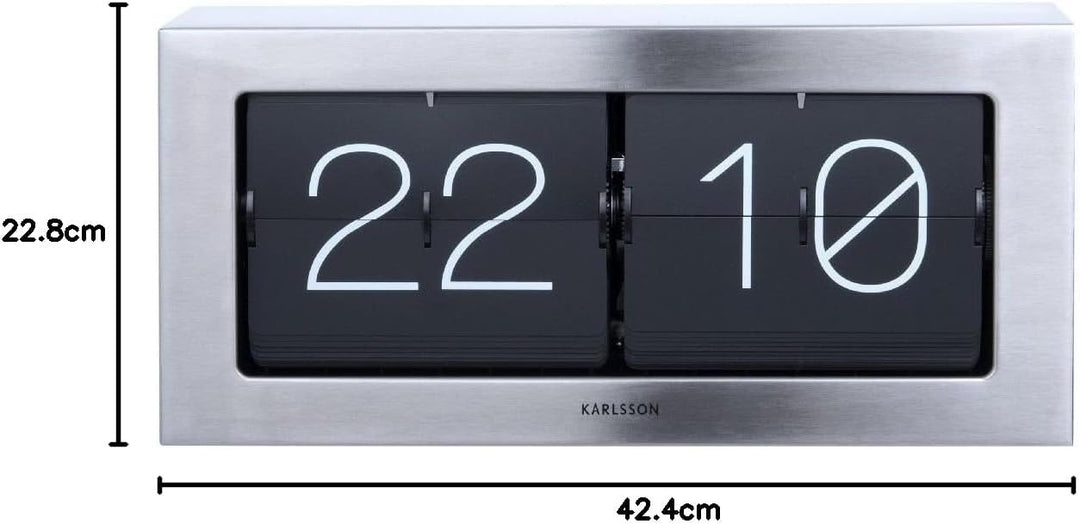 Karlsson Wand-/Tischuhr Boxed Flip - Gebürsteter Stahl - 37x17,5x9cm - Rechteck - Stahl - Standuhr -