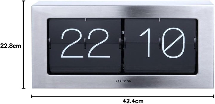 Karlsson Wand-/Tischuhr Boxed Flip - Gebürsteter Stahl - 37x17,5x9cm - Rechteck - Stahl - Standuhr -