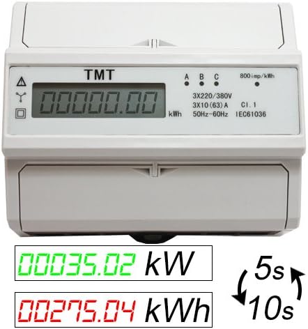 Drehstromzähler Verbrauch (kWh) &amp; Leistung (kW) Stromzähler Starkstrom Zwischenzähler 380/400V digit