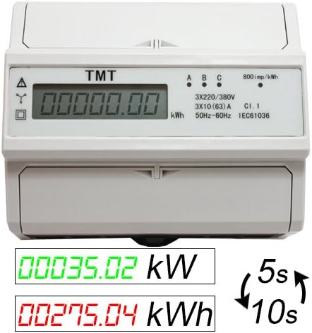 Drehstromzähler Verbrauch (kWh) & Leistung (kW) Stromzähler Starkstrom Zwischenzähler 380/400V digit