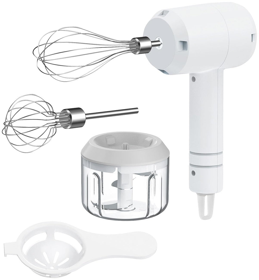 Rosenstein & Söhne Akku Mixer: 3in1-Akku-Handmixer, Zerkleinerer und Schneebesen, USB, 20 Watt (Hand