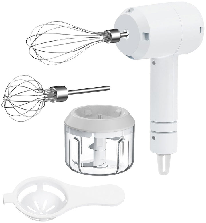 Rosenstein & Söhne Akku Mixer: 3in1-Akku-Handmixer, Zerkleinerer und Schneebesen, USB, 20 Watt (Hand