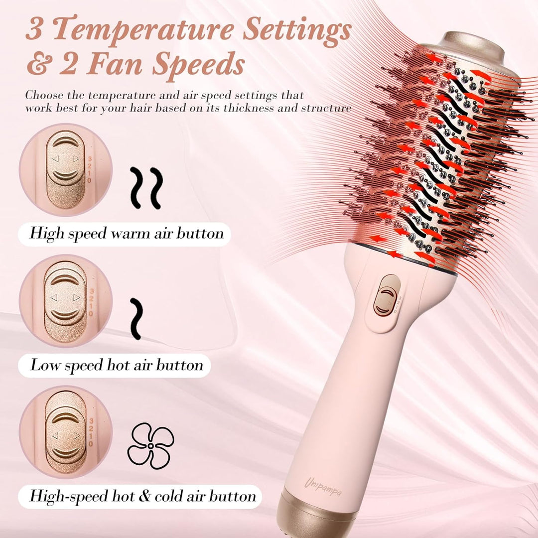 Unipampa Warmluftbürste,One-Step Haartrockner & Volumenbürste, 4 in 1 Föhnbürste, Lockenbürste, Heis