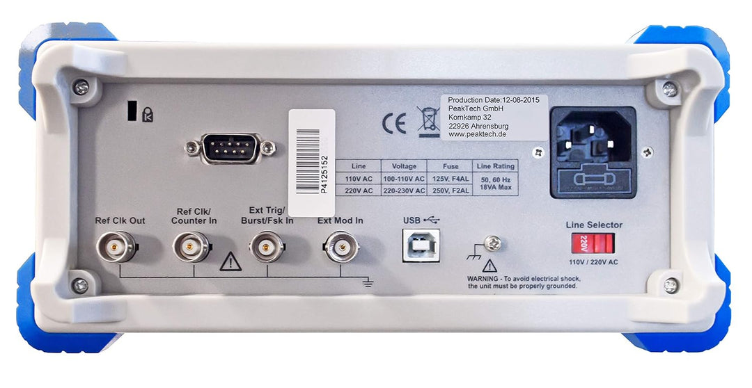 PeakTech 4125 - 1µHz - 25MHz Arbitrary Waveform Generator, 2-Kanal Arbiträrgenerator, 200 MHz Freque