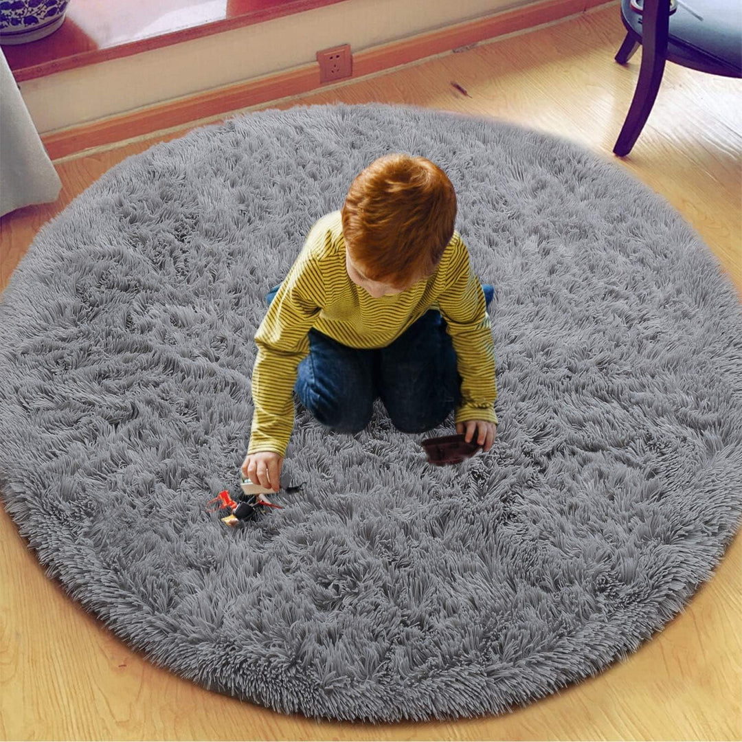 Tinyboy-hbq Runder Teppiche Hochflor Teppich wohnzimmerteppich Langflor Teppiche für Wohnzimmer flau