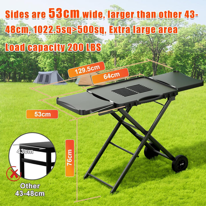 GFTIME Tragbarer Grillwagen für Weber, Ninja, Ooni, Blackstone, Nexgrill, Traeger und den meisten tr