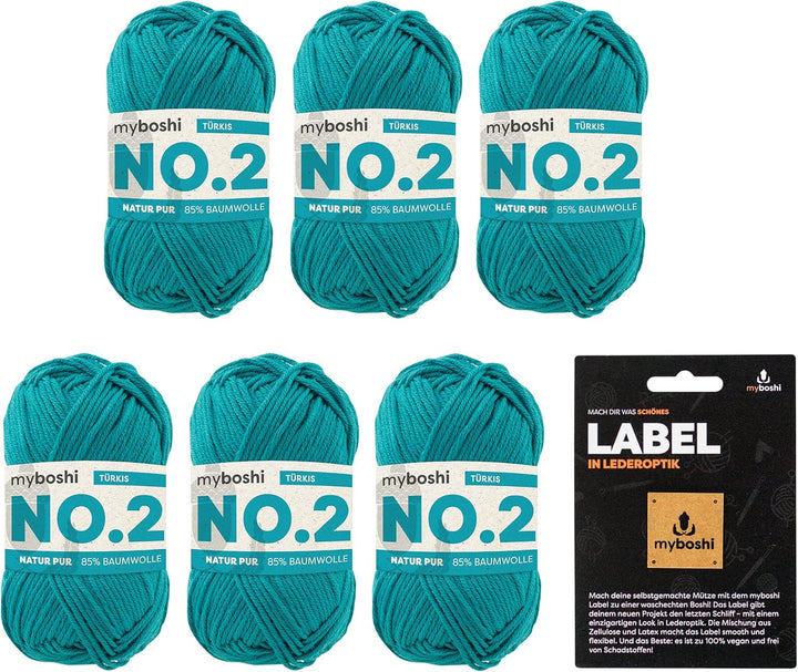 myboshi No.2 inkl. Label, Baumwolle zum Häkeln, Baby Wolle, vegane Wolle zum Stricken, Wolle 60 Grad