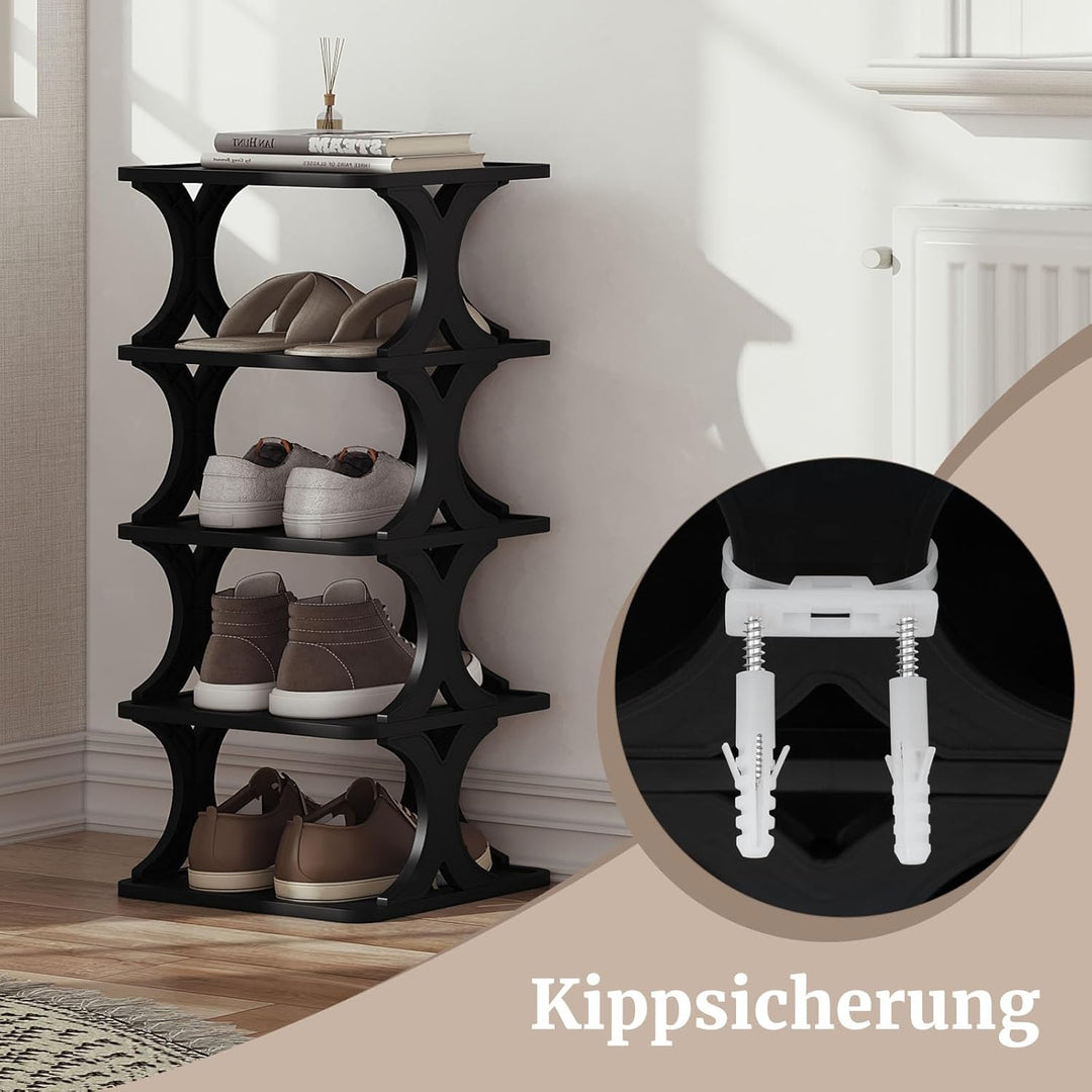 WOLTU Schuhregal mit 5 Ebenen, 2er Set, Schuhablage schmal, Schuhorganizer Schuhaufbewahrung platzsp