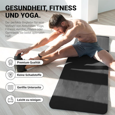 MSPORTS Gymnastikmatte Premium inkl. Tragegurt + Übungsposter + Workout App I Hautfreundliche Fitnes