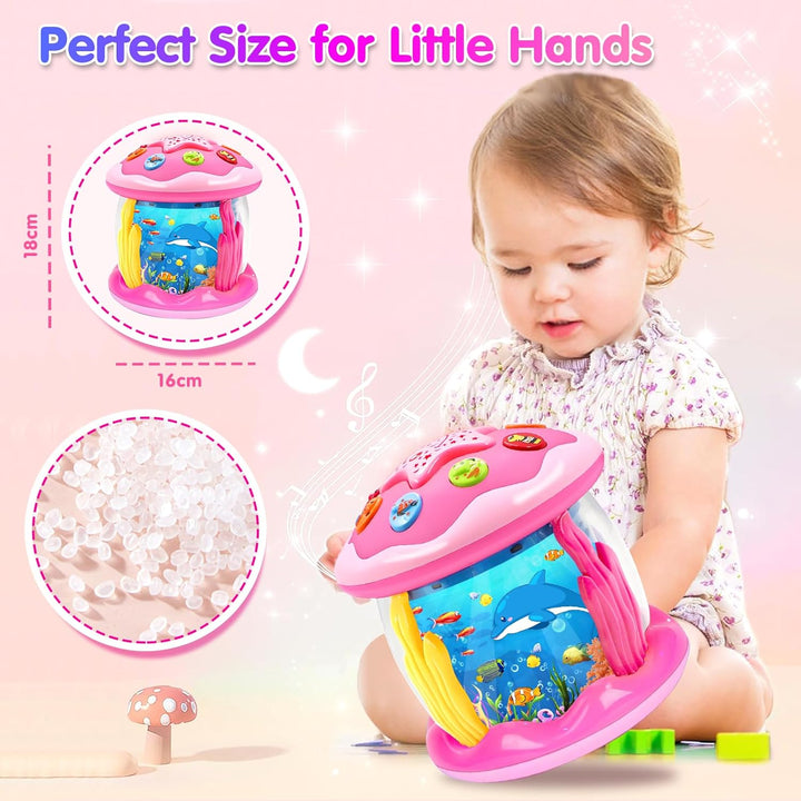 Baby Spielzeug ab 1 Jahr Mädchen Junge Drehender Projektor Babyspielzeug ab 6 12 18 Monate mit Musik