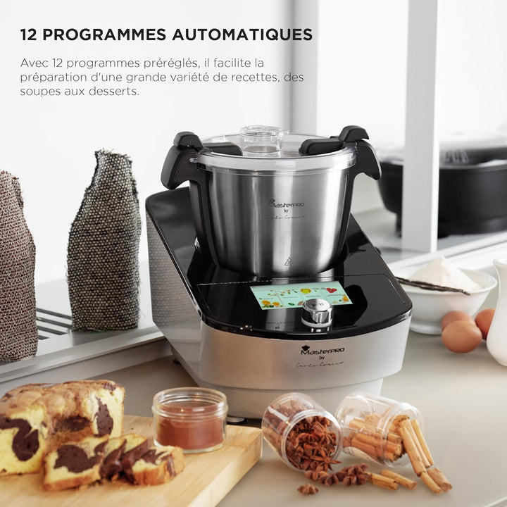 MasterPRO BY CARLO CRACCO - Küchenmaschine 1000W 3.5L - 12 Programme - LED Touch Control - Multifunk