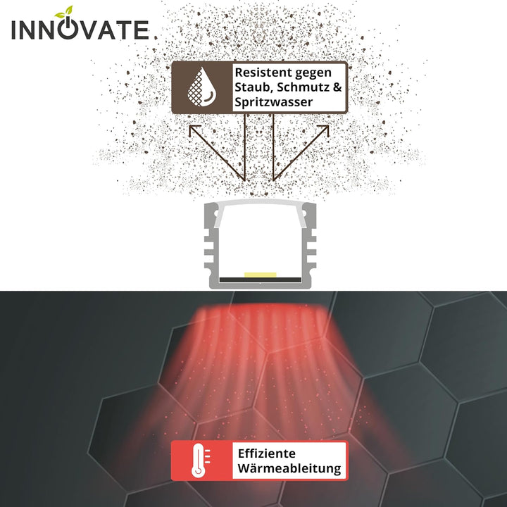 INNOVATE LED Profil silber 6 x 1m - Aluminium Profil - Aluprofil für LED-Strip - Profil für LED-Stre
