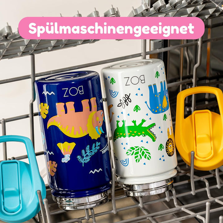 BOZ Kind Trinkflasche Kohlensäuregeeignet - Auslaufsichere Trinkflasche Edelstahl – Schule - Strohal