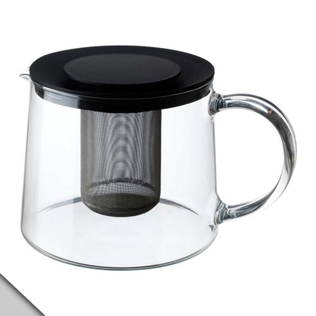 IKEA RIKLIG Teekanne, 1,6 l, Klarglas und schwarzer Deckel