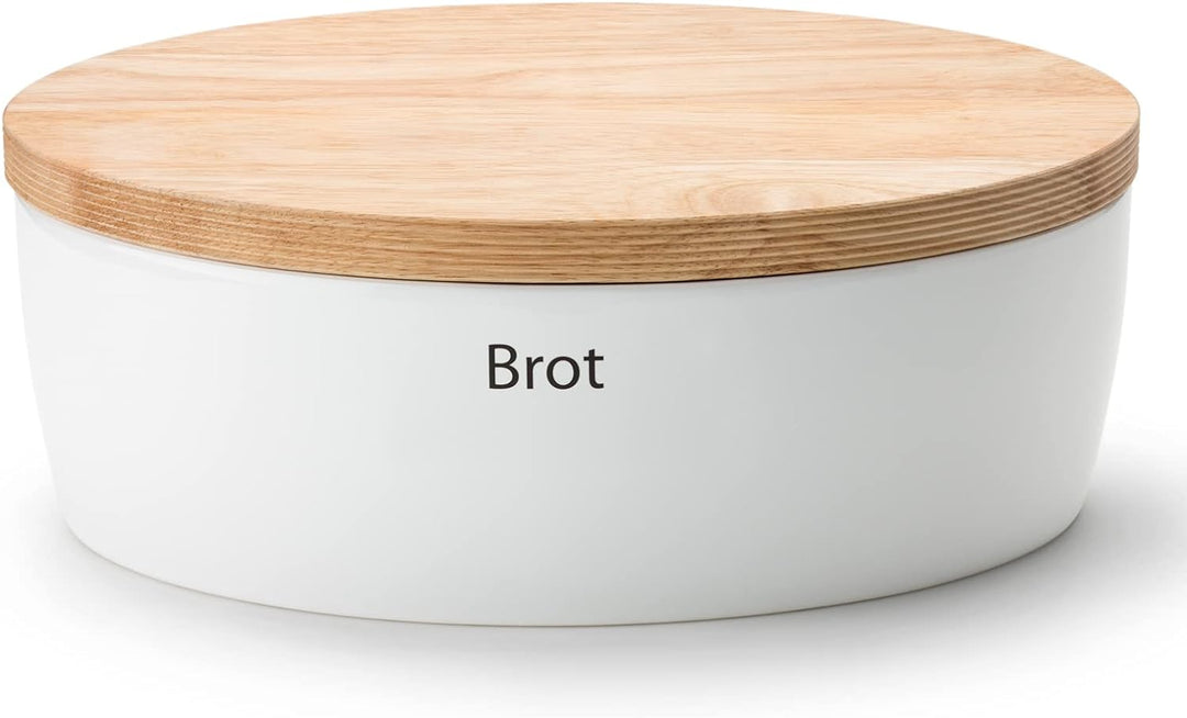 Continenta Brottopf oval mit Holzdeckel, 36 x 23 x 13,5 cm 36 x 23 x 13,5 centimeters Weiss, 36 x 23