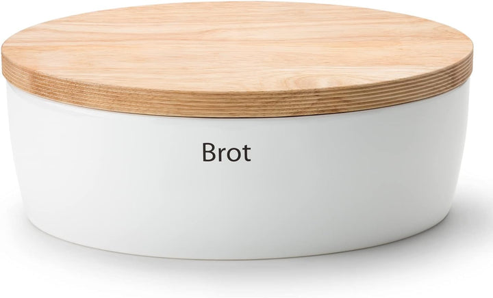 Continenta Brottopf oval mit Holzdeckel, 36 x 23 x 13,5 cm 36 x 23 x 13,5 centimeters Weiss, 36 x 23