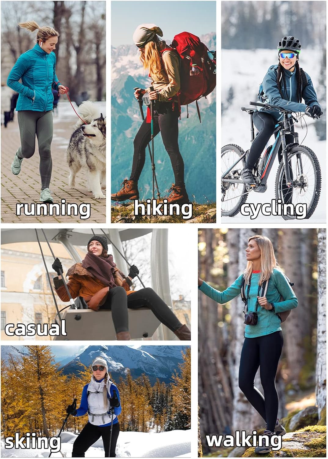 baleaf Damen Leggings Damen Reissverschlusstasche Sporthose Winter Thermo Legging gefüttert Fleeceho