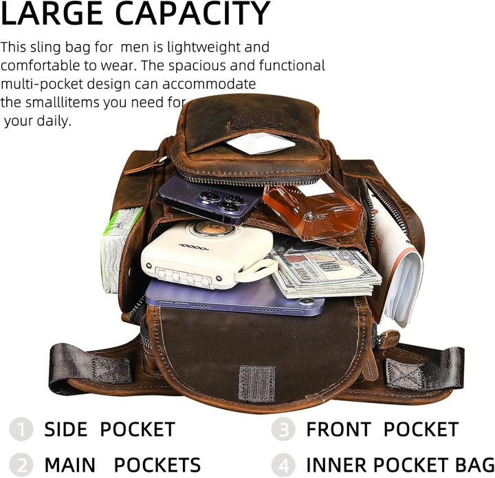 Herren Canvas + Leder Motorrad Reiten Tasche Beinbeutel Beintasche Aussenbeintasche Hüfttasche Drop