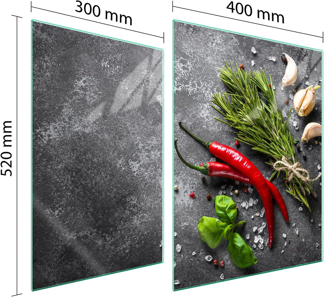 TMK ArtDeko Herdabdeckplatten Set 70 x 52 cm Ceranfeld Abdeckung Glas Spritzschutz Abdeckplatte Glas