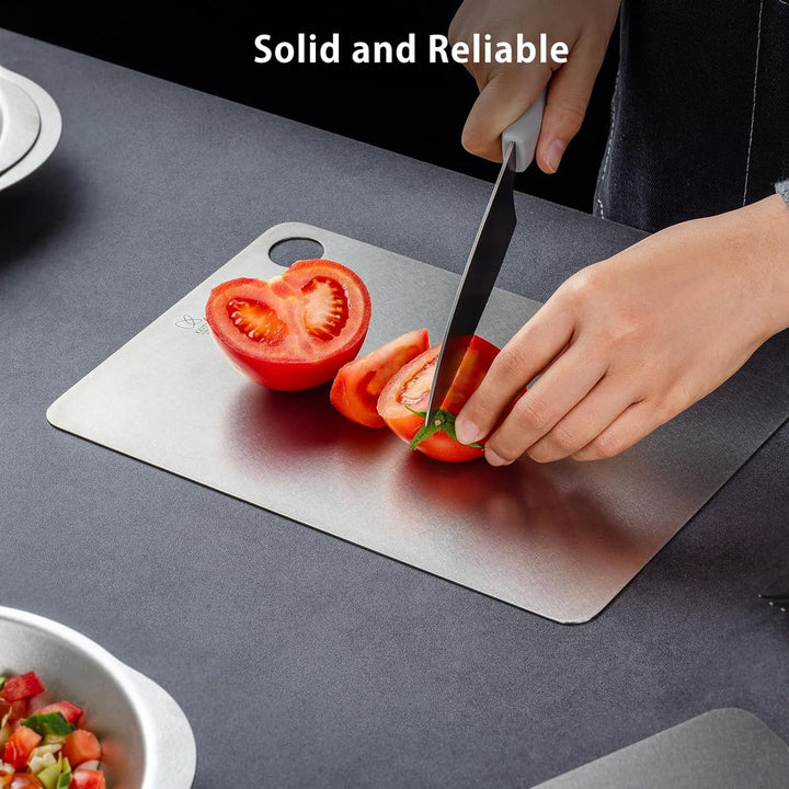 KEITH Titan Schneidebrett, doppelseitig, Titanium schneidbrett aus reinem Titan für Fleisch, Obst un