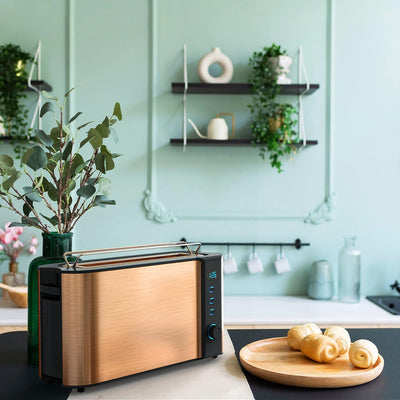 Arendo - Automatik Toaster Langschlitz - Defrost Funktion - Wärmeisolierendes Doppelwandgehäuse - in