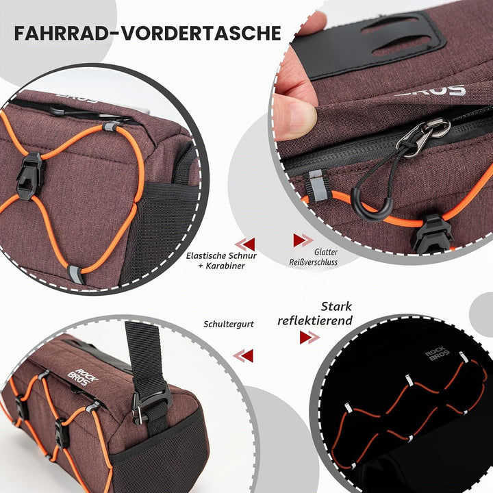 ROCKBROS Fahrrad Lenkertasche 2,2L als Umhängetasche | Fahrradtasche vorne mit abnehmbarem Tragegurt