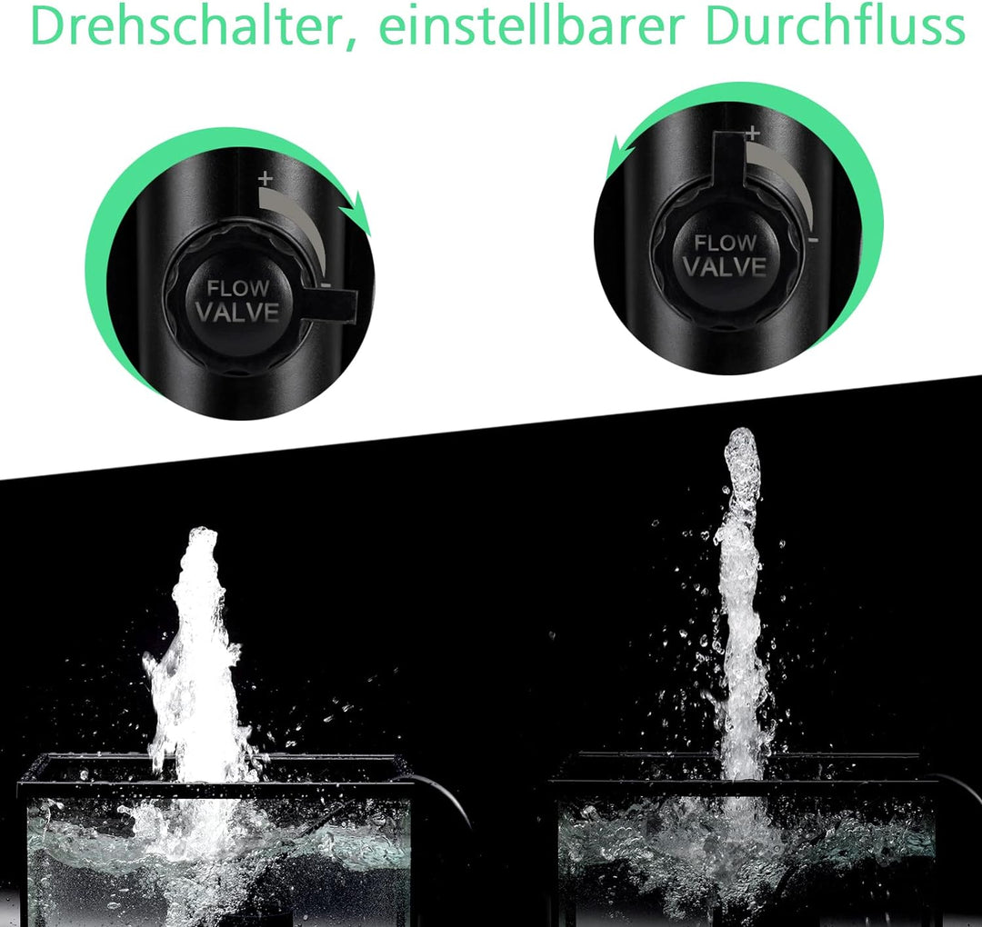 AQQA Aquarium Wasserpumpe,1500L/H Ultraleise Aquarium Tauchpumpe,High Lift Aquarium Pumpe mit Verste