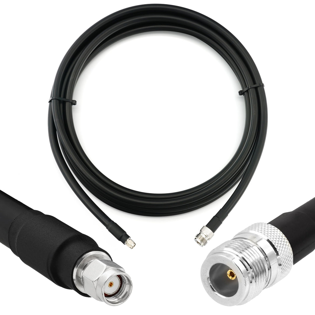RANGEFUL 10m RP-SMA Stecker auf N Buchse Koaxialkabel – 10 Meter 8D-FB Ultra-Verlustarmes Ø11.1mm (5