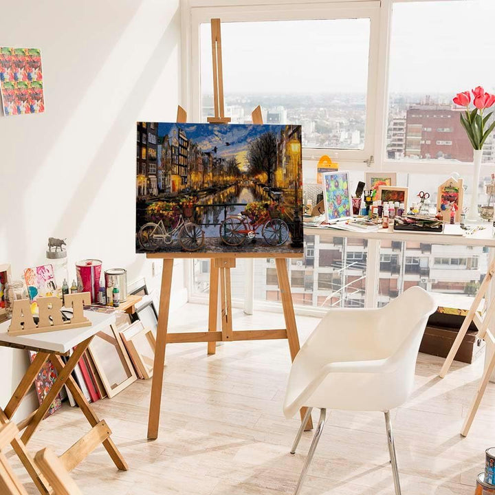 Artnapi Malen nach Zahlen Erwachsene mit Rahmen | DIY Handgemalt | Amsterdam bei Nacht | Kit für Anf