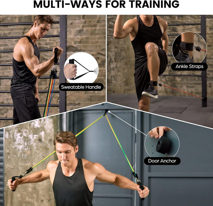 Odoland Resistance Bands Gymnastikband Widerstandsband Set mit Trainingsguide: 5X Expander Tubes, 4