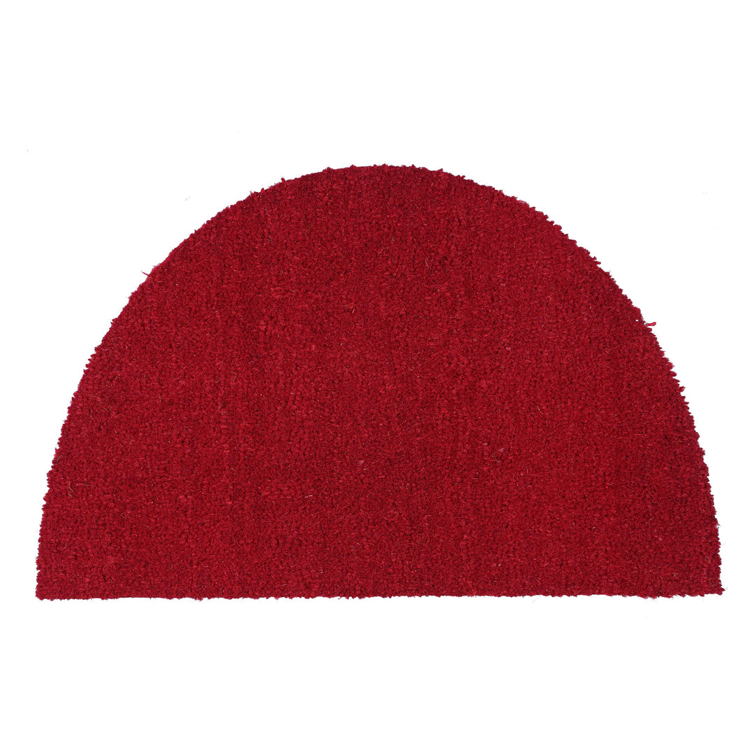 Carpido rutschfeste Kokosmatte - 60 x 90 cm Halbrund Rot - Nachhaltige Naturfaser für den überdachte
