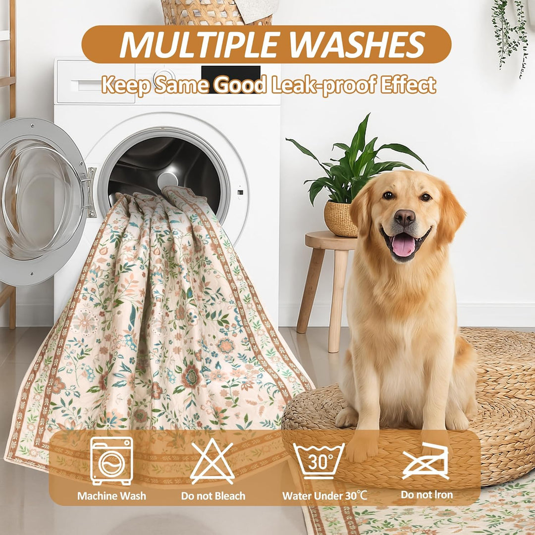Baodan Welpen Unterlagen Waschbar, 2 Pack PIPI Matten für Hunde mit Blumenmuster inkontinenzunterlag